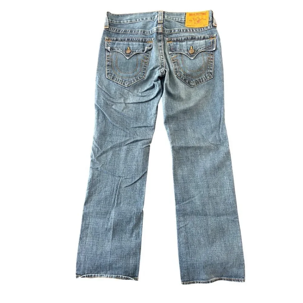 True Religion Men's Y2K Ricky Straight Flap Pocket Jeans Medium Wash Size 34